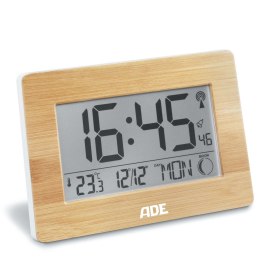 Zegar elektroniczny, z termometrem i budzikiem, 23 x 3 x 16 cm, bambus