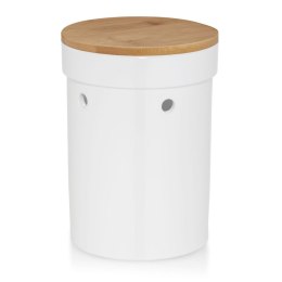 Ceramiczny pojemnik na cebulę z bambusową pokrywą, śred. 13,5 x 21 cm