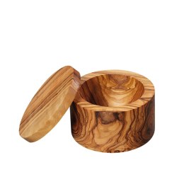 Pojemnik na sól lub przyprawy, drewno oliwne, śred. 9 x 7 cm
