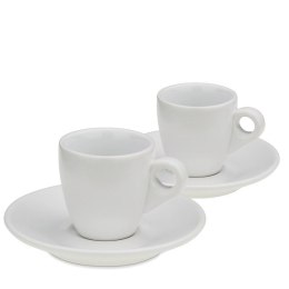 Filiżanki do espresso ze spodkami, 2 szt., ceramika, 0,05 l, śred. 12 x 6,5 cm, białe