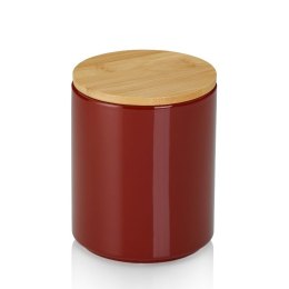 Pojemnik kuchenny, ceramika/bambus, 1,0 l, śred. 12 x 15 cm, czerwony
