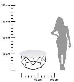 Stolik kawowy Diamond 70 cm, wysokość 40 cm, kolor czarno-biały
