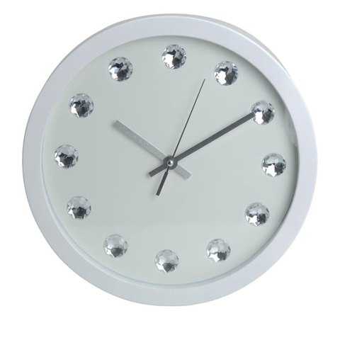Zegar Glamour 30 cm - Biały z Kryształkami