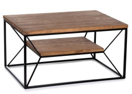 Solidny stolik kawowy OakLoft 80cm dębowy | Metal & drewno | Loftowe wnętrza