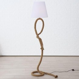 Elegancka lampa podłogowa 170 cm, metalowe oploty, biały abażur
