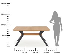 Stół rozkładany dębowy z podstawą stalową