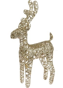 Złoty Renifer Świąteczny 45cm - Dekoracja z Led, Brokatem
