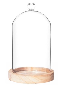 Dekoracyjna kopuła szklana na drewnianej podstawie