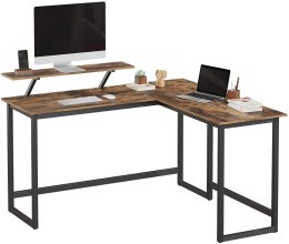 Nowe biurko narożne rustykalne brąz