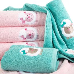 Miętowy dziecięcy ręcznik kąpielowy 50x90 cm