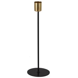 Metalowy świecznik czarno złoty 25,5 cm