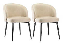 Komplet 2 krzeseł Sarah Grey szarobeżowe Wykonane z przyjemnego w dotyku weluru w odcieniu szarego beżu, nogi wykonane z metalu 