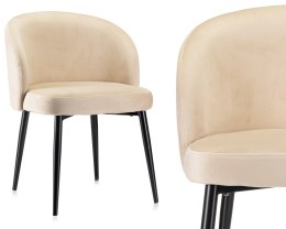 Komplet 2 krzeseł Sarah Grey szarobeżowe Wykonane z przyjemnego w dotyku weluru w odcieniu szarego beżu, nogi wykonane z metalu 