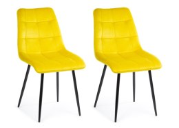 Komplet 2 krzeseł Tori Black Yellow Wykonane z aksamitnego, przyjemnego w dotyku materiału w kolorze żółtym, nogi wykonane z met