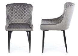 Komplet 4 krzeseł Kajto Black Gray Wykonane z aksamitnego, przyjemnego w dotyku materiału w kolorze szarym, nogi wykonane z meta