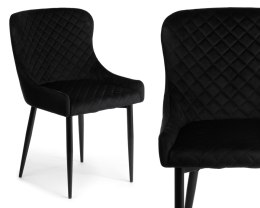 Komplet 4 krzeseł Kajto Black Wykonane z aksamitnego, przyjemnego w dotyku materiału w kolorze czarnym, nogi wykonane z metal