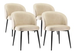 Komplet 4 krzeseł Sarah Grey szarobeżowe Wykonane z przyjemnego w dotyku weluru w odcieniu szarego beżu, nogi wykonane z metalu 
