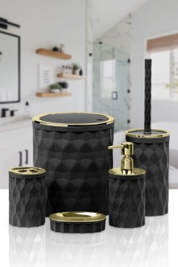 Komplet łazienkowy Diamond czarny/złoty Luksusowy komplet łazienkowy Diamond składający się z 5ciu elementów, kolor czarny z wyk
