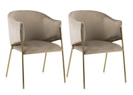 Zestaw 2 krzeseł Bella beige beżowe Wykonane z przyjemnego w dotyku materiału w kolorze beżowym, nogi wykonane z metalu w kolor