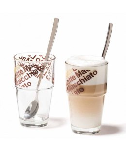 Zestaw 2 ślicznych szklanek z łyżeczkami - idealny do Latte Solo!