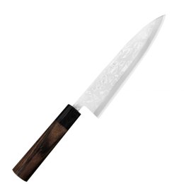 Hideo Kitaoka Shirogami Satin Damascus Nóż Miroshi Deba 21cm